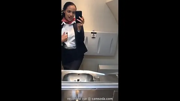 XXX latina stewardess joins the masturbation mile high club in the lavatory and cums top Clips