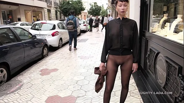 XXX Naughty Lada wearing tights only in the city top Clips