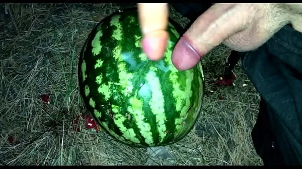 XXX I found a WATERMELON in the forest and fucked it with two members / Male orgasm / Russian dirty talk / Dildo clips principales