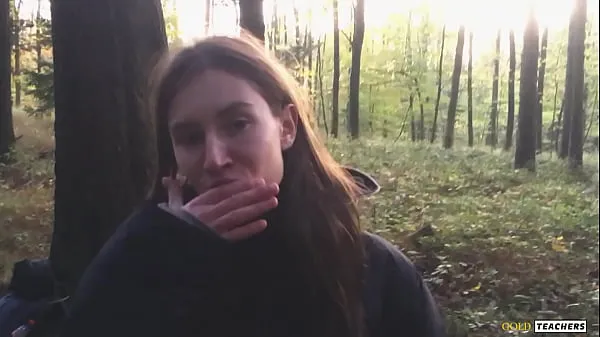 XXX Russian girl gives a blowjob in a German forest (family homemade porn top Clips