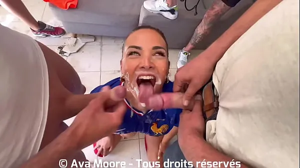 XXX GIANT BUKKAKE - French Slut Sucks Strangers for Euro 2024 of Football 個のトップ クリップ